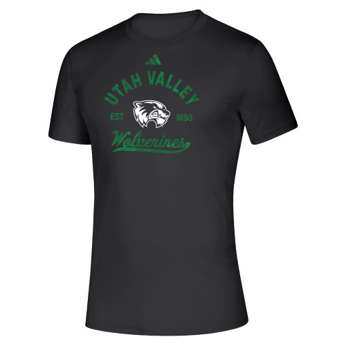  Adidas Black Pregame Performance Tee - Adidas Textured Utah Valley Wolverines