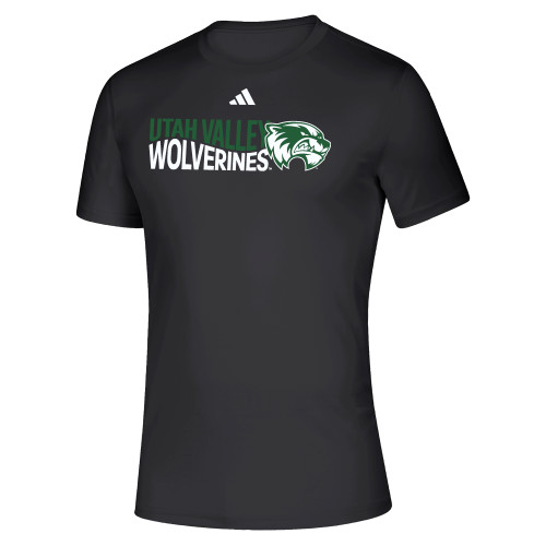  Adidas Black Pregame Performance Tee - Adidas Wave Utah Valley Wolverines