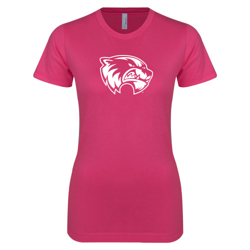  Next Level Womens Fuchsia Boyfriend Tee - Primary Logo