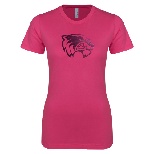 Next Level Womens Fuchsia Boyfriend Tee - Primary Logo Foil