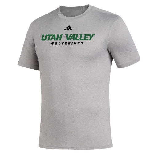 Adidas Medium Grey Heather Creator Performance Tee - Adidas - Utah Valley Wolverines Word Mark