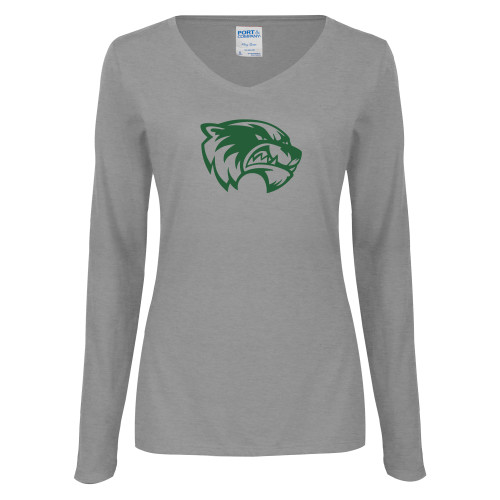 Main Image for  Womens Grey Long Sleeve V Neck Tee 