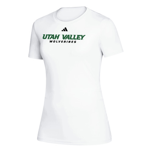  Adidas Womens White Creator Performance Tee - Adidas - Utah Valley Wolverines Word Mark