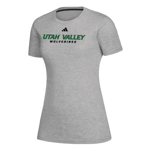  Adidas Womens Medium Heather Grey Creator Performance  Tee - Adidas - Utah Valley Wolverines Word Mark