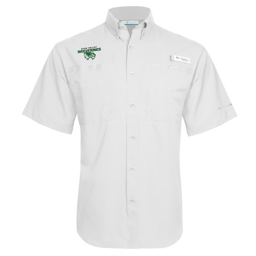  Columbia White Tamiami Performance Short Sleeve Shirt - Secondary Logo