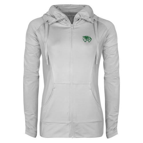  Womens White Sport Wick Stretch Full Zip Jacket - Primary Logo