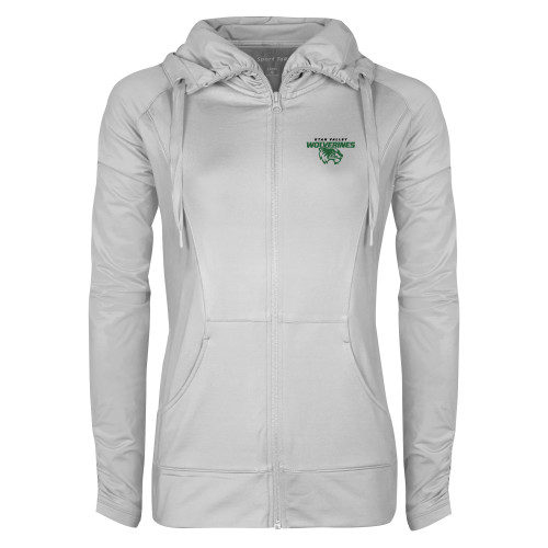  Womens White Sport Wick Stretch Full Zip Jacket - Secondary Logo