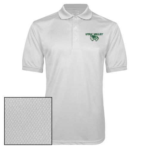 White Dry Mesh Polo - Utah Valley Logo