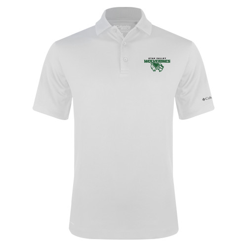  Columbia White Omni Wick Drive Polo - Secondary Logo