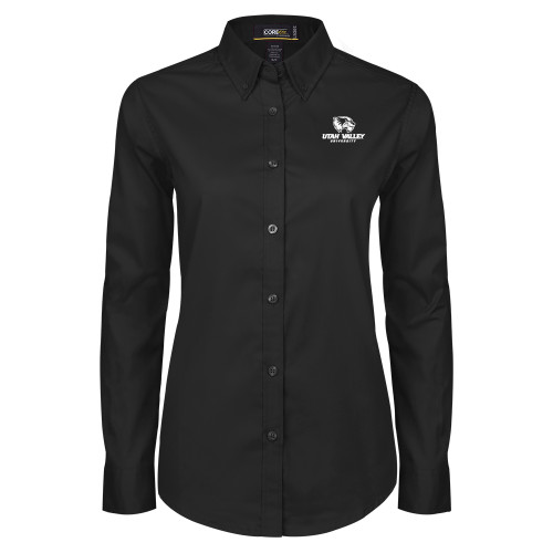  Womens Black Twill Button Down Long Sleeve  - Utah Valley University