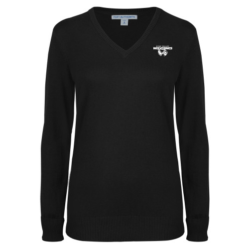  Womens Black VNeck Sweater - Secondary Logo