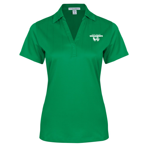  Womens Kelly Green Performance Fine Jacquard Polo - Secondary Logo