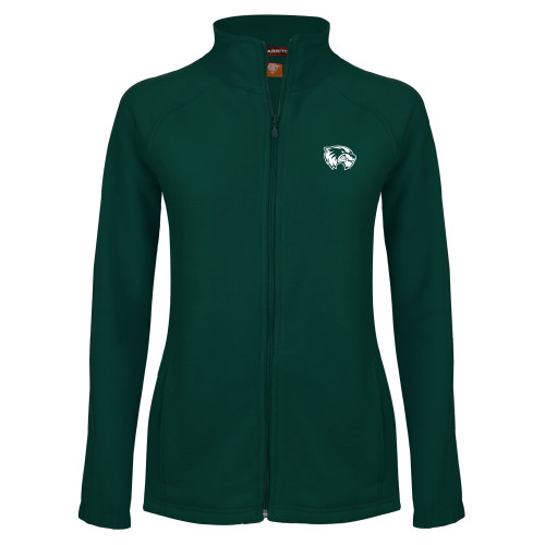  Womens Dark Green Fleece Full Zip Jacket - Primary Logo