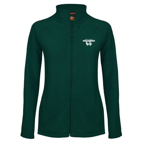  Womens Dark Green Fleece Full Zip Jacket - Secondary Logo