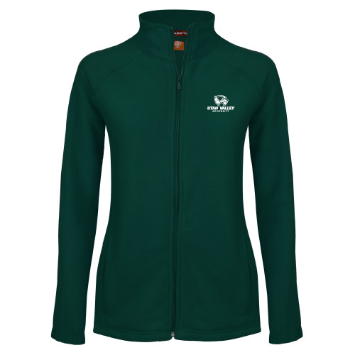  Womens Dark Green Fleece Full Zip Jacket - Utah Valley University