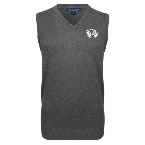  Charcoal VNeck Sweater Vest - Primary Logo