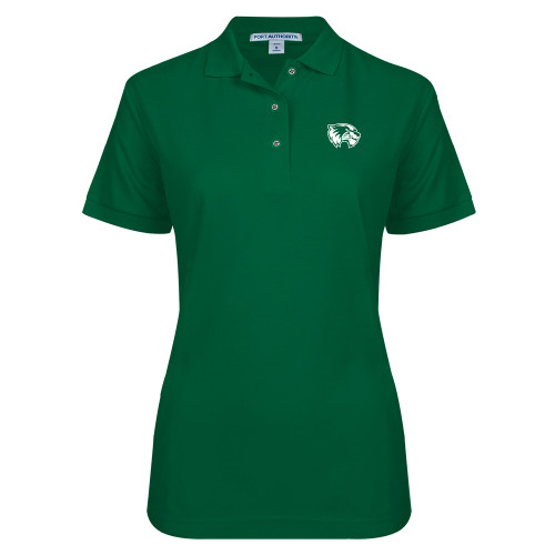  Womens Silk Touch Dark Green Pique Polo - Primary Logo