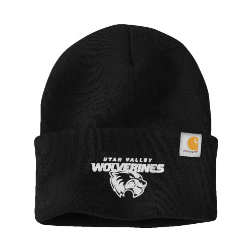  Carhartt Black Knit Beanie w/Cuff - Secondary Logo