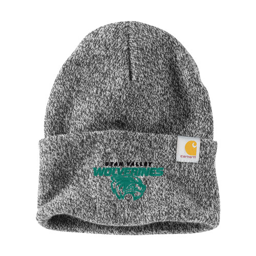  Carhartt Black/White Knit Beanie w/Cuff - Secondary Logo