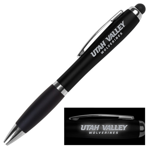 LIGHT UP LOGO Black Stylus Pen - Utah Valley Word Mark Engraved