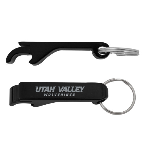  Aluminum Black Bottle Opener - Utah Valley Word Mark Engraved