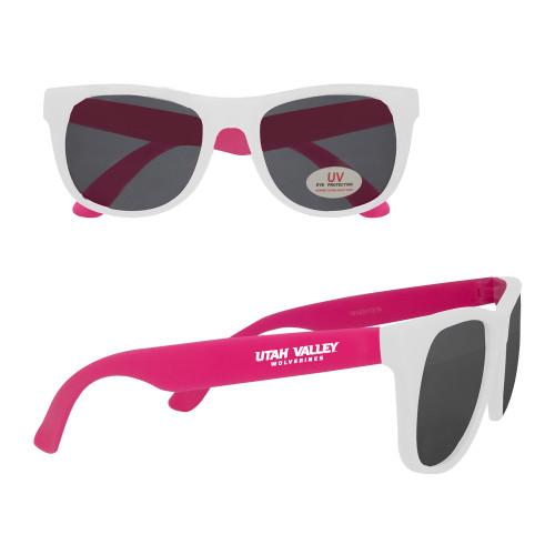  White/Hot Pink Sunglasses - Utah Valley Word Mark