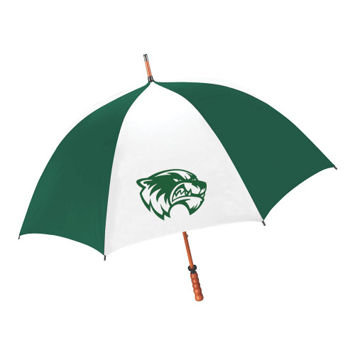  64 Inch Forest Green/White Umbrella - Primary Logo