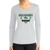 Thumbnail image for  Womens White Performance Long Sleeve V Neck Shirt