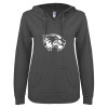 Thumbnail image for  ENZA Womens Dark Heather V Notch Raw Edge Fleece Hoodie