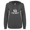Thumbnail image for  ENZA Womens Dark Heather V Notch Raw Edge Fleece Hoodie