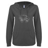 Thumbnail image for  ENZA Womens Dark Heather V Notch Raw Edge Fleece Hoodie