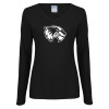 Thumbnail image for  Womens Black Long Sleeve V Neck Tee 