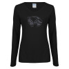 Thumbnail image for  Womens Black Long Sleeve V Neck Tee 