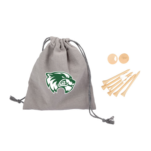  Bamboo Golf Tee Set w/ Grey Recycled Pouch - Primary Logo