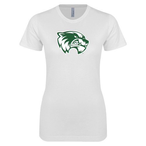  Next Level Womens White Boyfriend Tee - Primary Logo