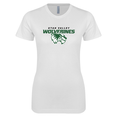  Next Level Womens White Boyfriend Tee - Secondary Logo