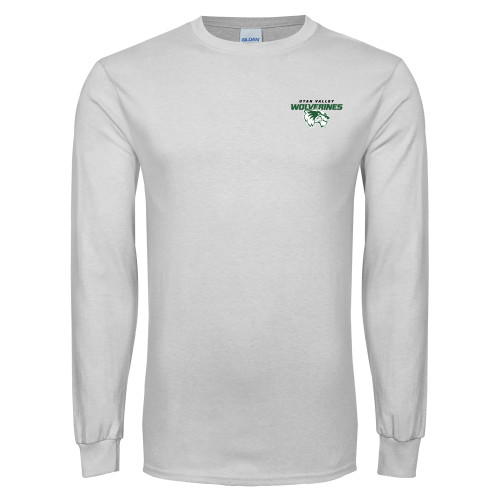  White Long Sleeve T Shirt - Secondary Logo