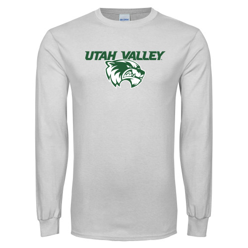  White Long Sleeve T Shirt - Utah Valley Logo