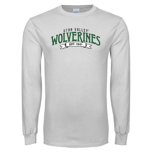  White Long Sleeve T Shirt - Utah Valley Wolverines Est 1941