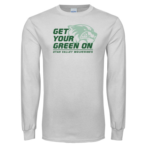  White Long Sleeve T Shirt - Get Your Green On