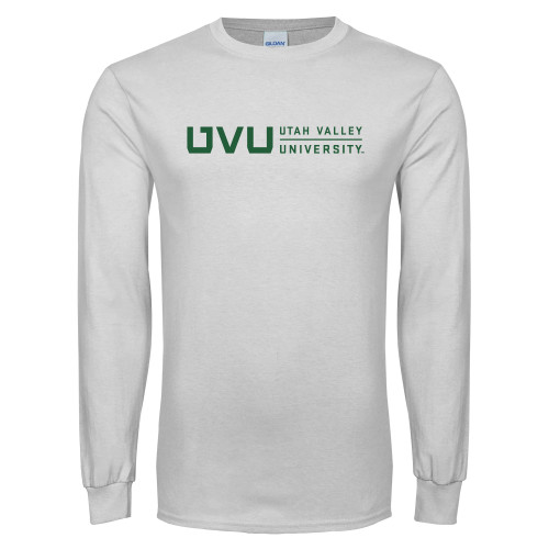  White Long Sleeve T Shirt - UVU Utah Valley University Horizontal