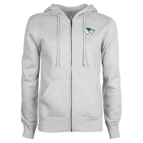  ENZA Womens White Fleece Full Zip Hoodie - Primary Logo