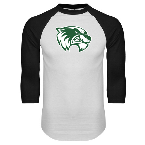  White/Black Raglan Baseball T Shirt - Primary Logo