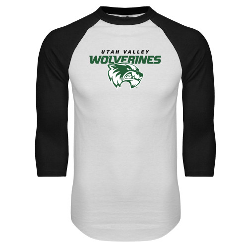  White/Black Raglan Baseball T Shirt - Secondary Logo