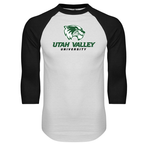  White/Black Raglan Baseball T Shirt - Utah Valley University
