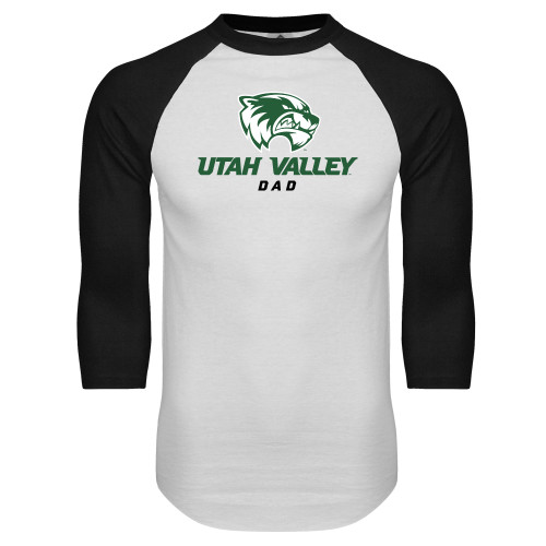  White/Black Raglan Baseball T Shirt - Dad