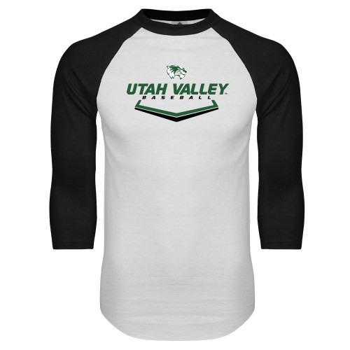  White/Black Raglan Baseball T Shirt - Wolverines Baseball
