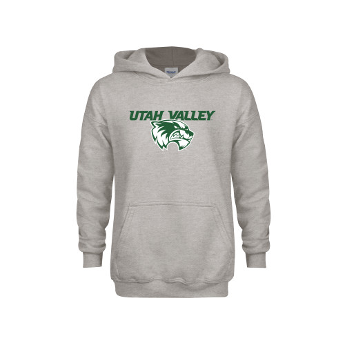  Youth Grey Fleece Hood - Utah Valley Logo