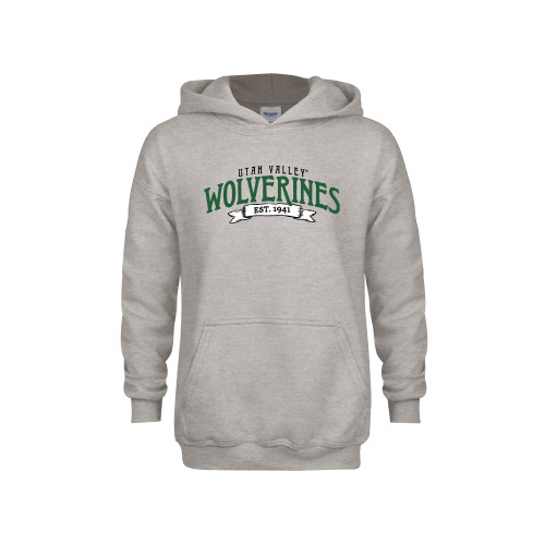  Youth Grey Fleece Hood - Utah Valley Wolverines Est 1941