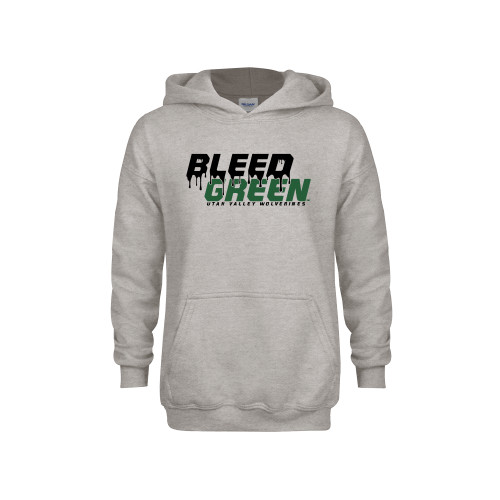  Youth Grey Fleece Hood - Bleed Green